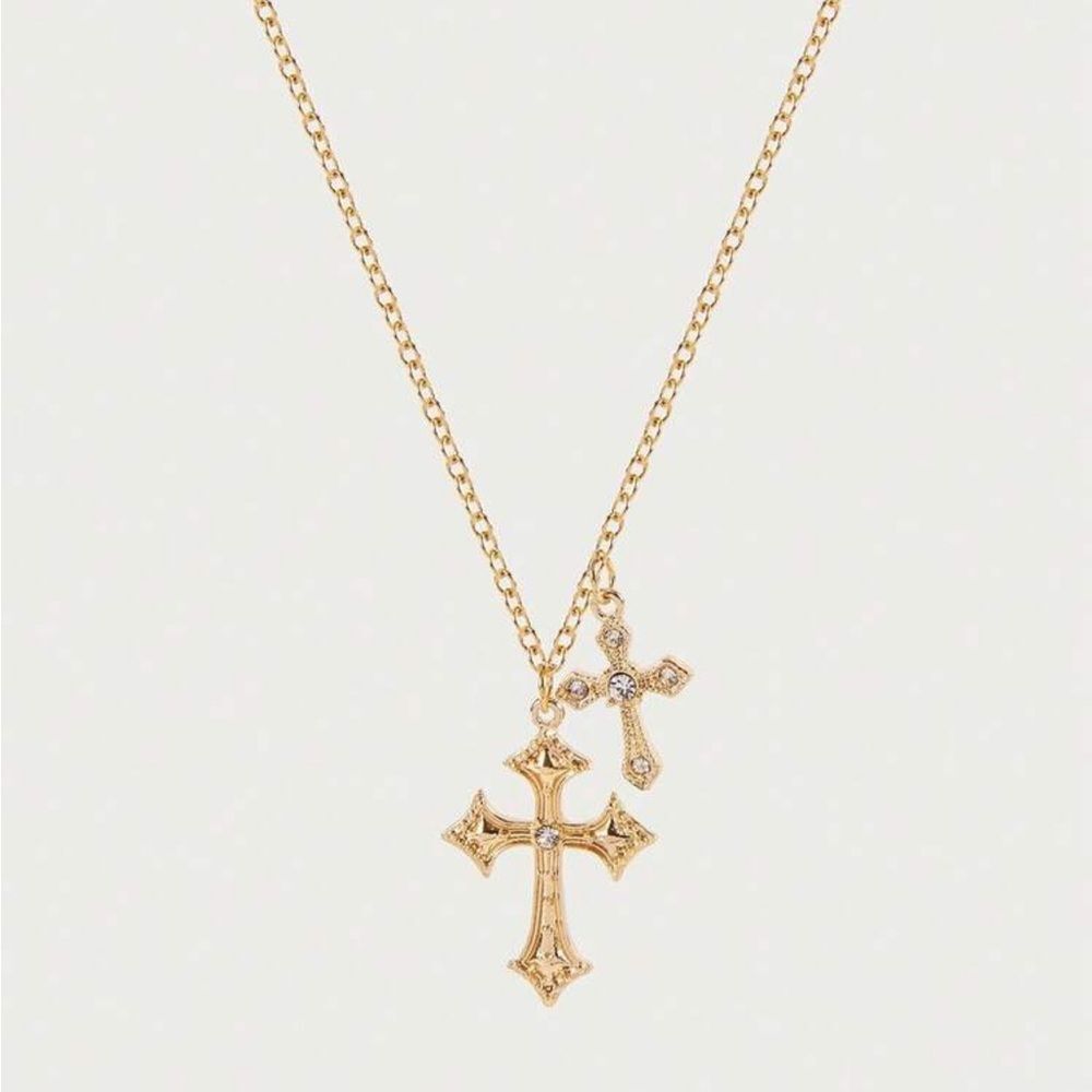 Elegant Gold Cross Pendant Necklace R145 - Picture 1 of 2